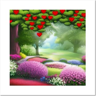 Valentine Wall Art - If hearts grew on trees - Unique Valentine Fantasy Planet Landsape - Photo print, canvas, artboard print, Canvas Print and T shirt Posters and Art